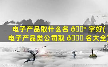 电子产品取什么名 💮 字好(电子产品类公司取 🐅 名大全)
